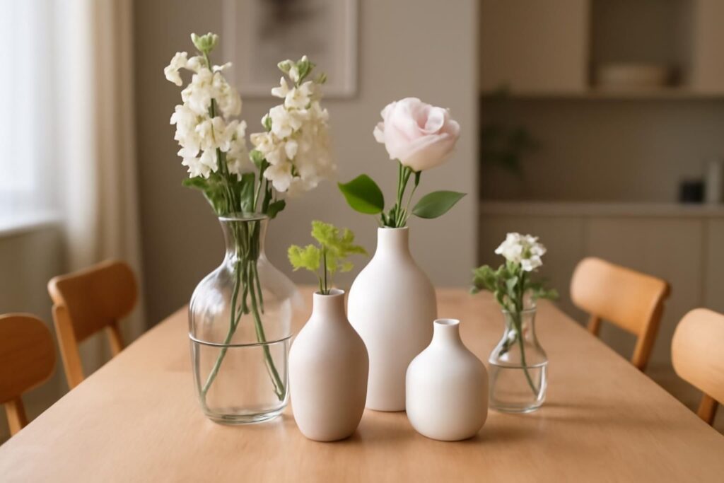 découvrez nos conseils pour créer une composition harmonieuse de vases sur votre table à manger en bois, et ajoutez une touche élégante et naturelle à votre décoration intérieure.